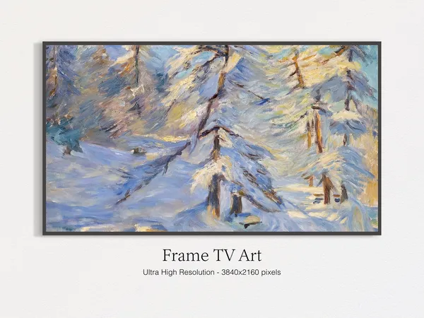 Vintage Winter Forest Landscape Art Print