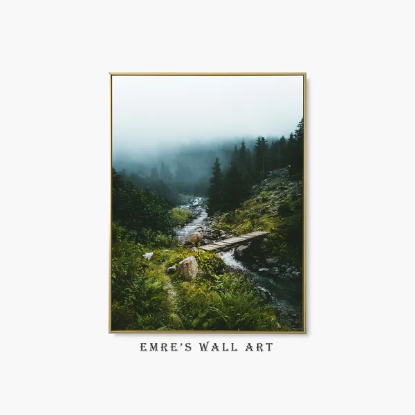 Foggy Pine Forest Rustic Landscape Art Print