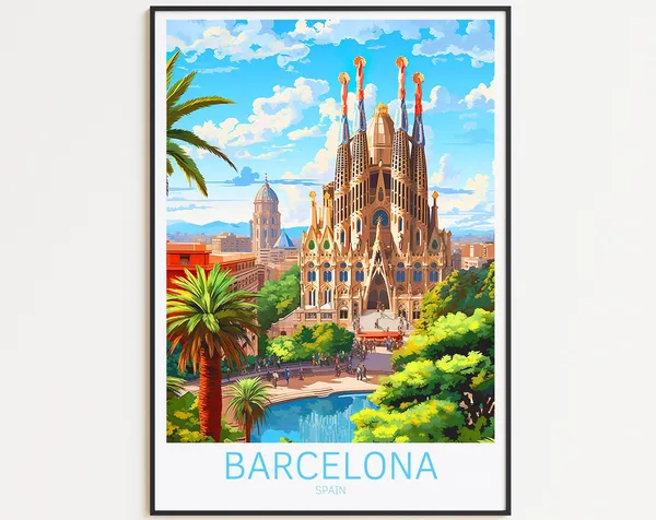 Barcelona Spain Travel Memory Travel Poster