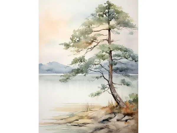 Jenny Lake Watercolor Art Print, Wyoming Landscape