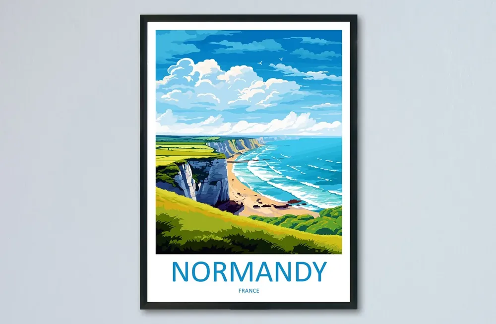 Normandy Travel Poster, France Wall Art
