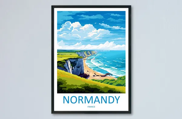 Normandy Travel Poster, France Wall Art