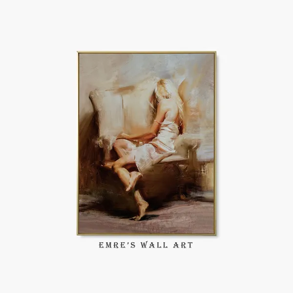 Vintage Woman Oil Painting Wall Art Print