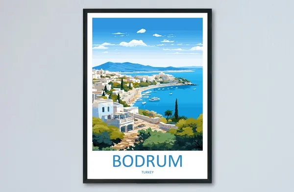 Bodrum Travel Poster, Turkey Travel Art Print