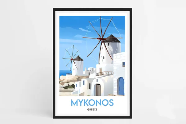 Mykonos Minimalist Travel Poster, The Cyclades