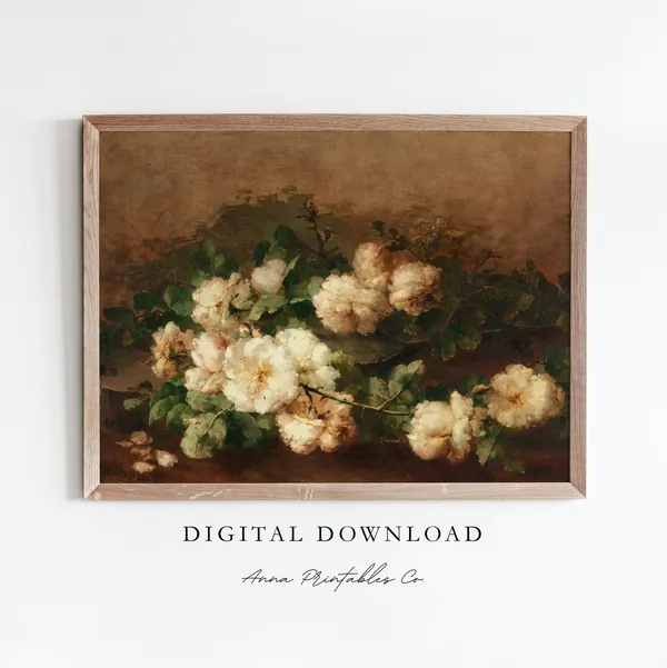Moody Floral Vintage Oil Painting Wall Art