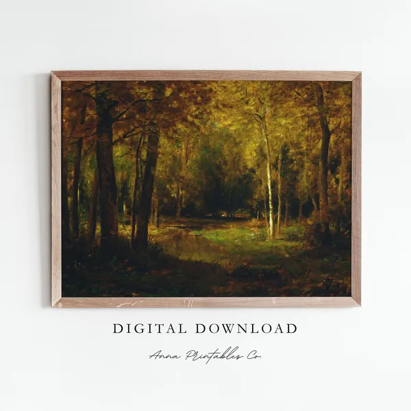 Autumn Forest Vintage Oil Painting Art Print