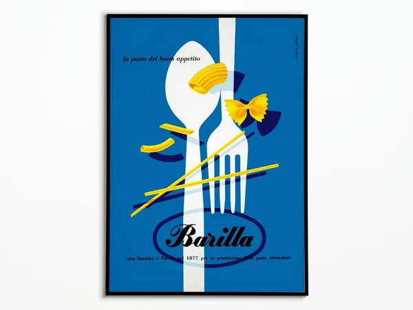 Vintage Retro Pasta Italy Travel Poster Print
