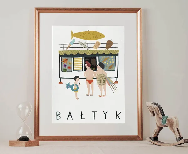 Batyk Baltic Sea Vintage Travel Poster, Beach Decor
