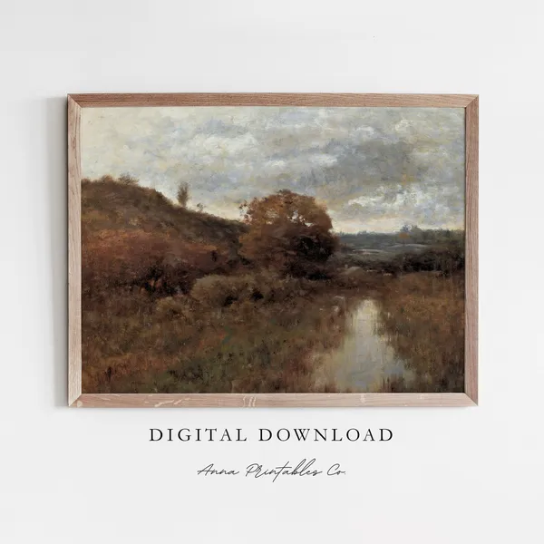 Hillside Marsh In Autumn Landscape Art Print