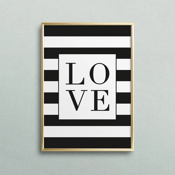 Monochrome Love Stripes Typography Art Print