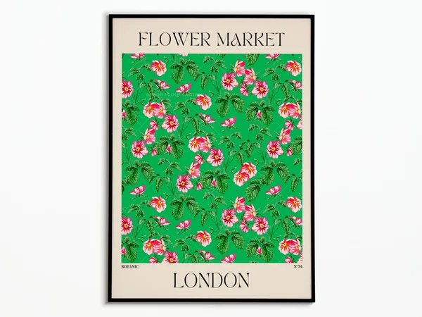 Flower Market Floral Poster, Botanical Wall Art Print