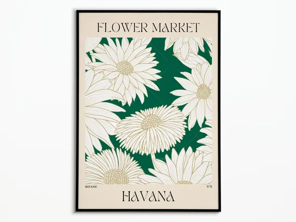 Flower Market Poster, Botanical Wall Decoration