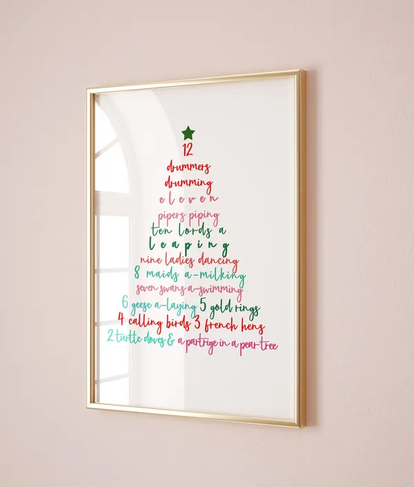 Christmas Tree, Twelve Days Of Christmas Art Print