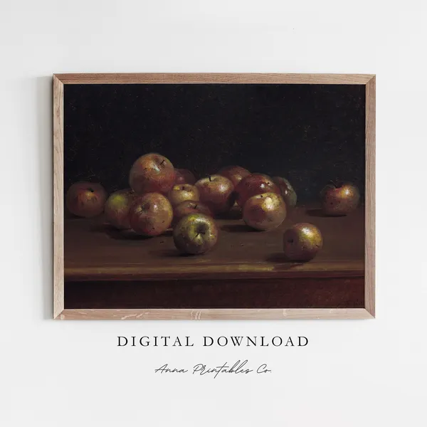 Still Life With Fruit Vintage Oil Painting Art Print