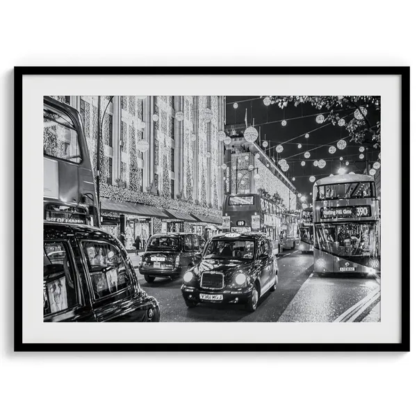 London Street at Christmas, Holiday Wall Art Print