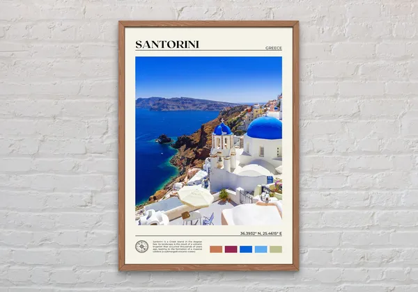 Santorini Travel Poster, Greece Photo Print