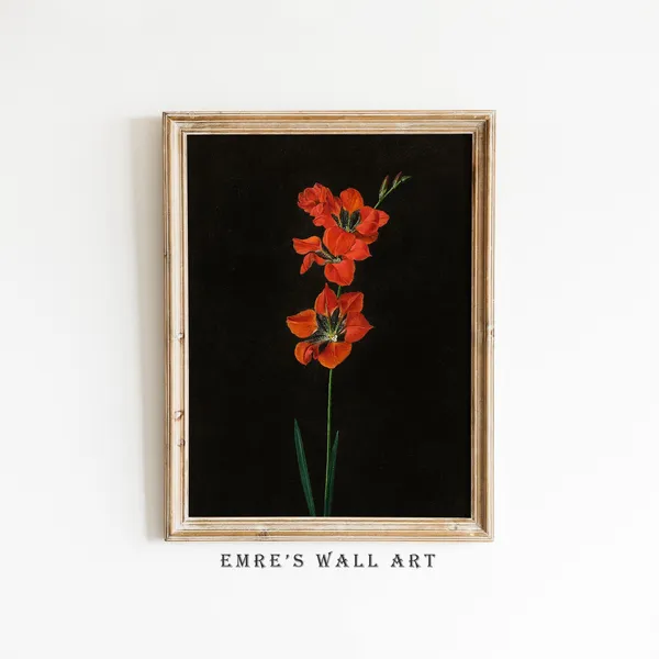 Vintage Lily Still Life Art Print, Dark Moody Floral