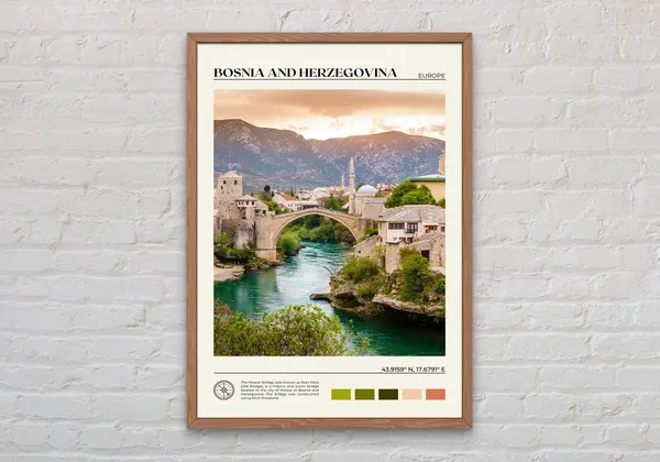 Bosnia And Herzegovina Travel Poster, Europe Wall Art