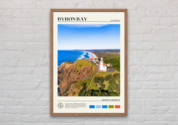 Byron Bay Travel Poster, Australia Place Print