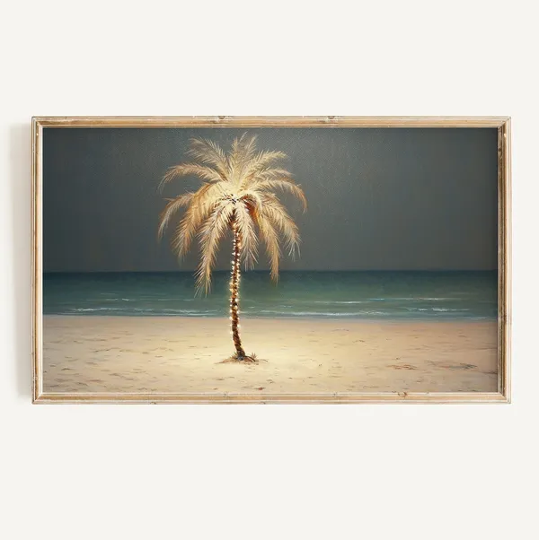 Tropical Christmas Palm Tree Lights Art Print