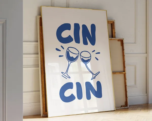 Blue Cin Poster, Bar Cart Kitchen Art Print