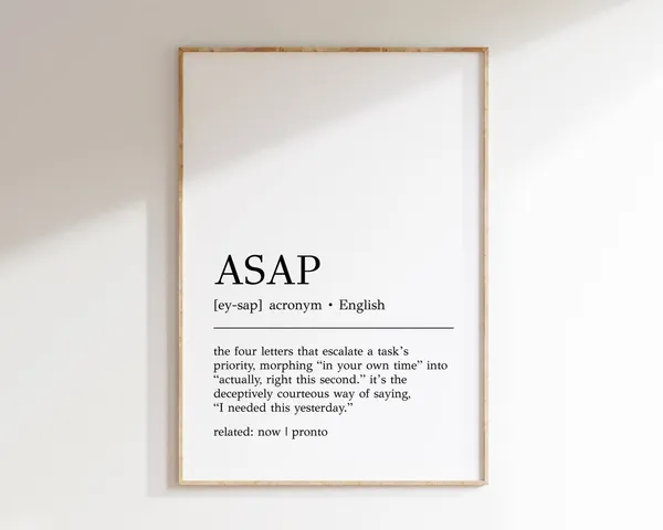 ASAP Definition Funny Office Decor Art Print