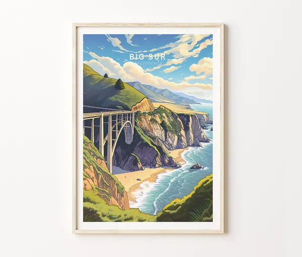 Big Sur Travel Poster, California Wall Art Print