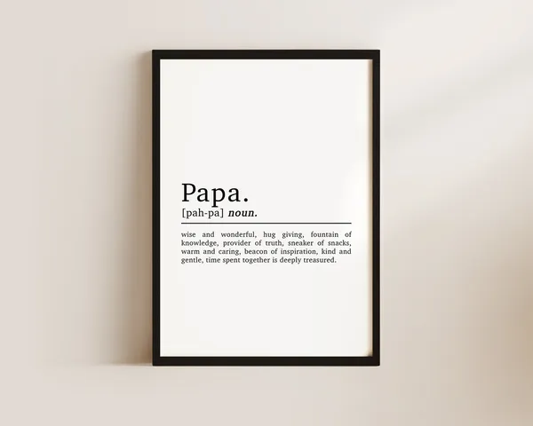 Papa Definition Gift for Grandad, Christmas Print