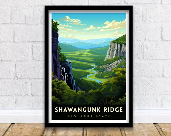 Shawangunk Ridge Travel Poster, New York Landscape