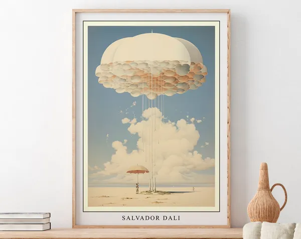 Salvador Dali Cloud Surreal Art Print, Indigo Blue