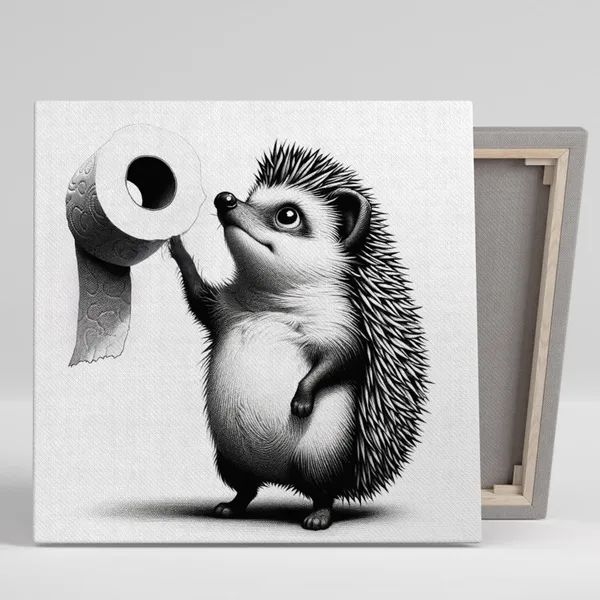 Hedgehog With Toilet Paper Bathroom Poster Art