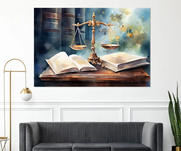 Justice Vintage-Style Oil Painting Print, Office Decor