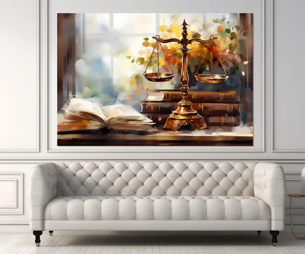 Justice Vintage Law Scales Art Print, Office Decor