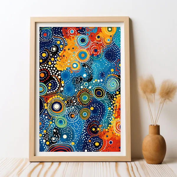 Aboriginal Inspired Ethereal Abstract Dot Art Print