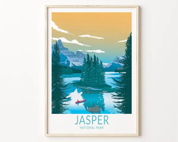 Jasper National Park Travel Poster, Canada Postcard