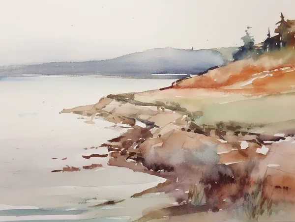 Lake Superior Watercolor Landscape Art Print