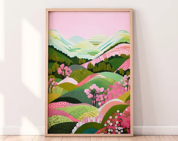 Abstract Landscape Floral Art Print, Living Room Decor