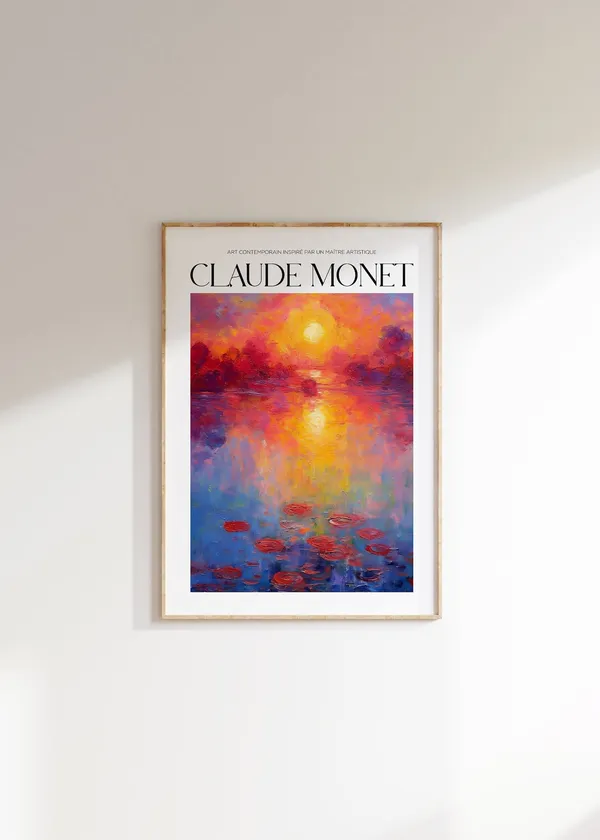 Claude Monet Mid-Century Modern Poster, Exhibit Style