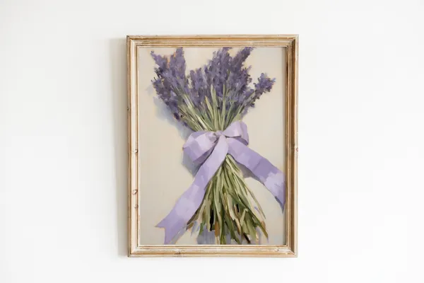 Lavender Bouquet Vintage Purple Bow Art Print