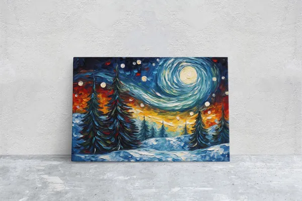 Van Gogh-Inspired Winter Starry Night, Art Print