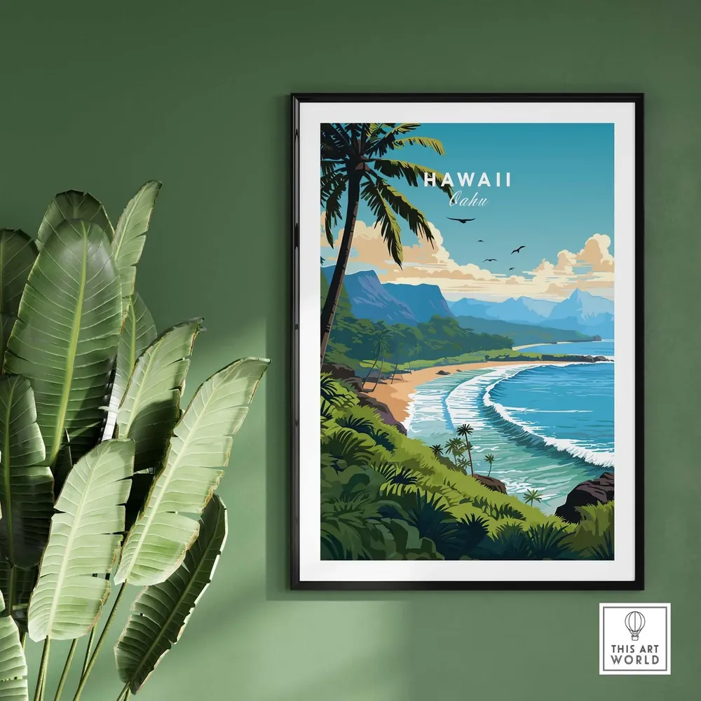 Hawaii Oahu Travel Poster Art Print - Image 2