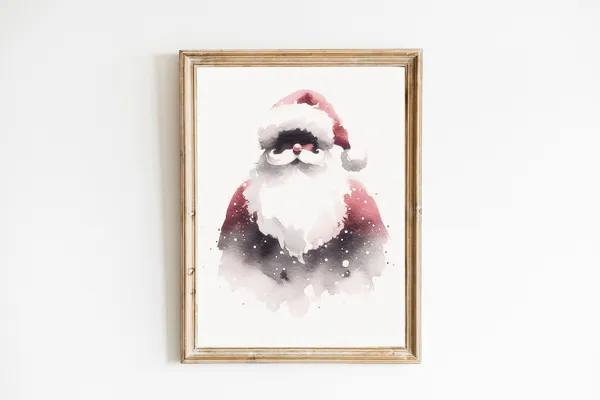Watercolour Santa Christmas Decor Art Print