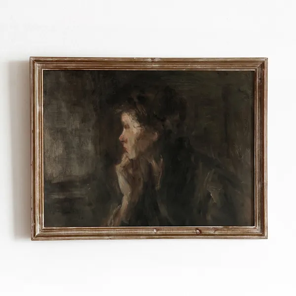 Contemplation Vintage Moody Portrait Art Print