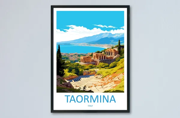 Taormina Travel Poster, Italy Wall Decor