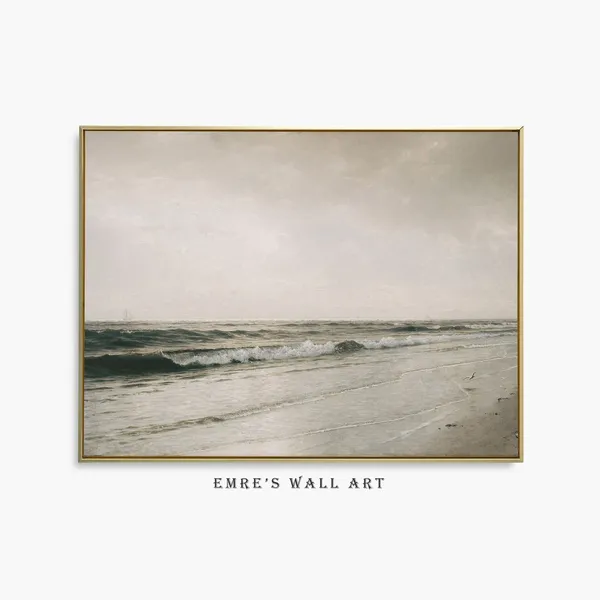 Vintage Seascape Oil Painting Ocean Wave Art Print