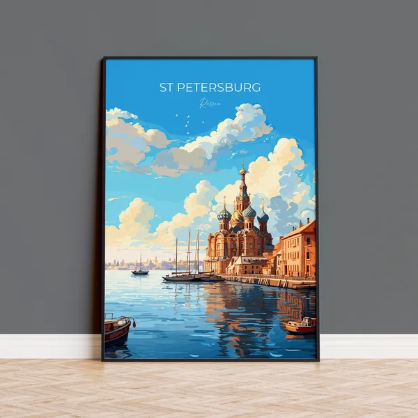 St Petersburg Travel Poster, Russia City View