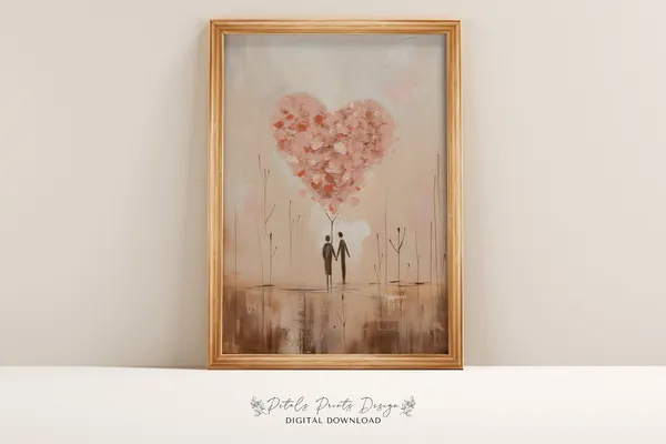 Valentine Red Pink Heart Watercolor Art Print