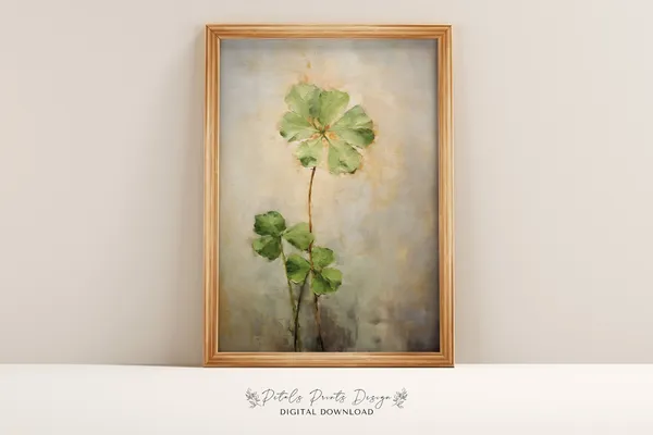 St Patricks Day Rustic Clover Art Print, Irish Decor