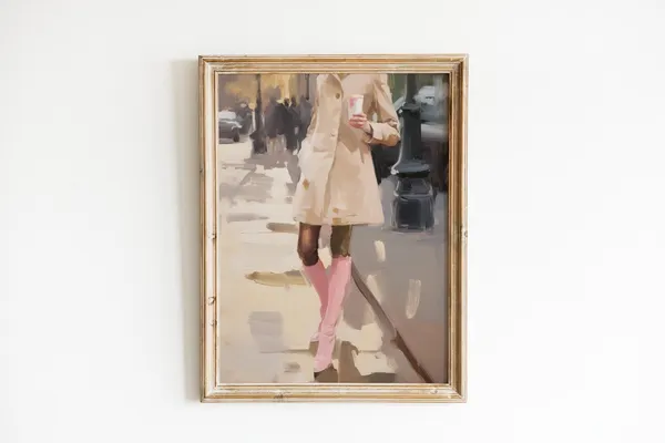 City Girl Art Print, Pink Apartment Decor